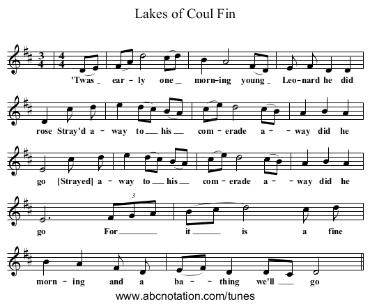 Lakes of Coul Fin - staff notation