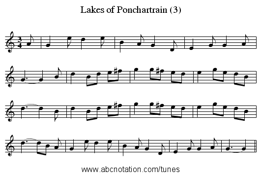 Lakes of Ponchartrain (3) - staff notation
