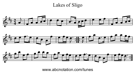 Lakes of Sligo - staff notation