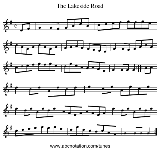 Lakeside Road, The - staff notation