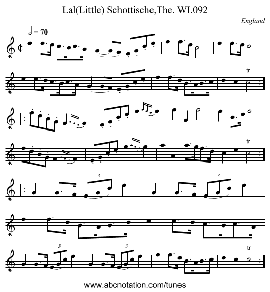 Lal(Little) Schottische,The. WI.092 - staff notation