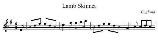 Lamb Skinnet - staff notation