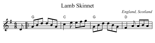 Lamb Skinnet - staff notation