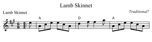 Lamb Skinnet - staff notation