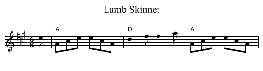 Lamb Skinnet - staff notation