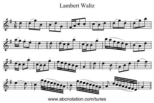 Lambert Waltz - staff notation