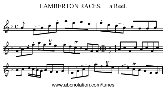 LAMBERTON RACES.     a Reel. - staff notation