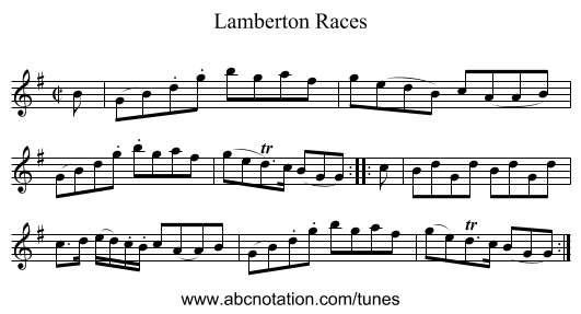 Lamberton Races - staff notation