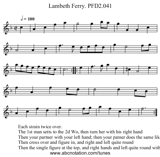 Lambeth Ferry. PFD2.041 - staff notation