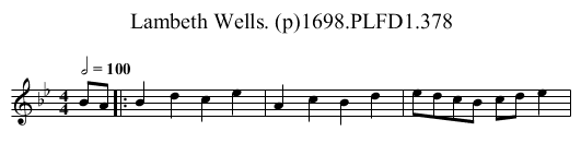 Lambeth Wells. (p)1698.PLFD1.378 - staff notation