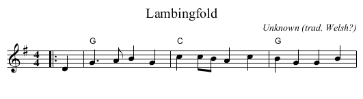 Lambingfold - staff notation