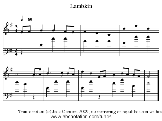 Lambkin - staff notation