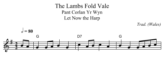 Lambs Fold Vale, The - staff notation