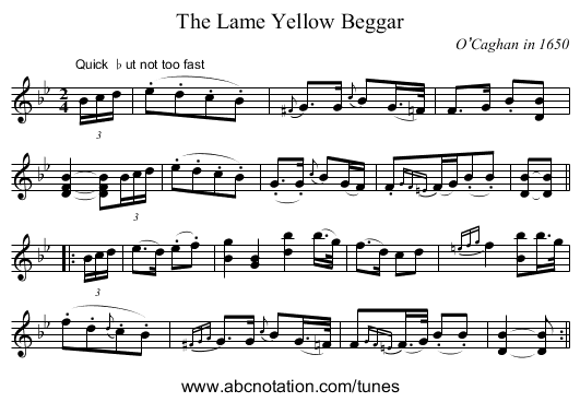 Lame Yellow Beggar, The - staff notation