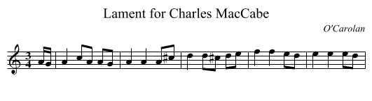 Lament for Charles MacCabe - staff notation