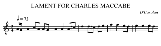 LAMENT FOR CHARLES MACCABE - staff notation