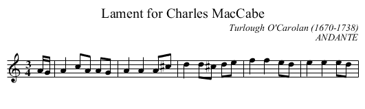Lament for Charles MacCabe - staff notation