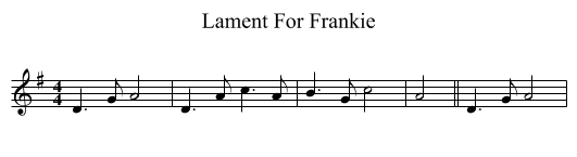 Lament For Frankie - staff notation