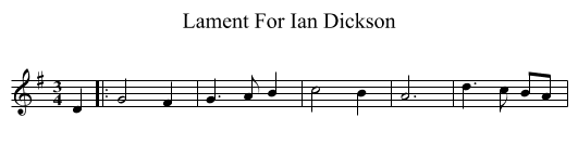 Lament For Ian Dickson - staff notation