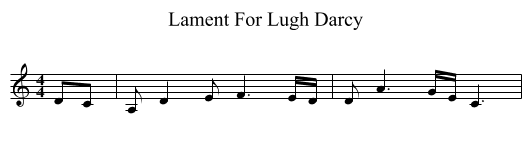 Lament For Lugh Darcy - staff notation
