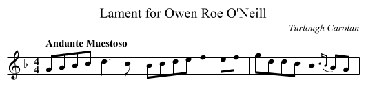 Lament for Owen Roe O'Neill - staff notation