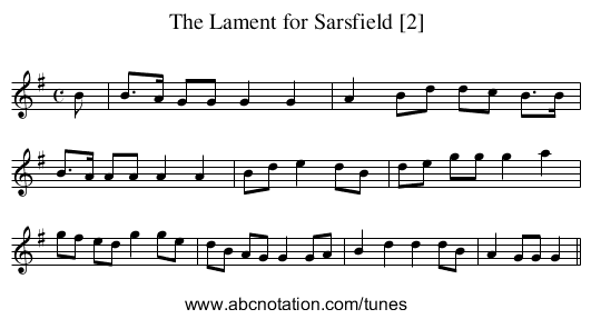Lament for Sarsfield [2], The - staff notation