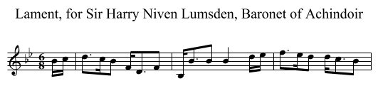 Lament, for Sir Harry Niven Lumsden, Baronet of Achindoir - staff notation