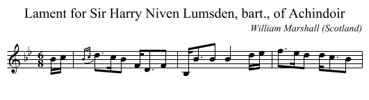 Lament for Sir Harry Niven Lumsden, bart., of Achindoir - staff notation