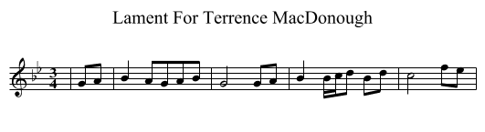 Lament For Terrence MacDonough - staff notation