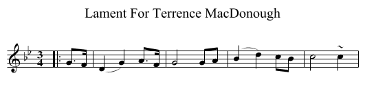 Lament For Terrence MacDonough - staff notation