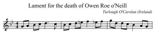 Lament for the death of Owen Roe o'Neill - staff notation