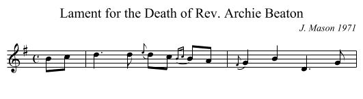 Lament for the Death of Rev. Archie Beaton - staff notation