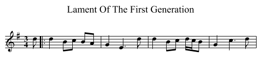 Lament Of The First Generation - staff notation