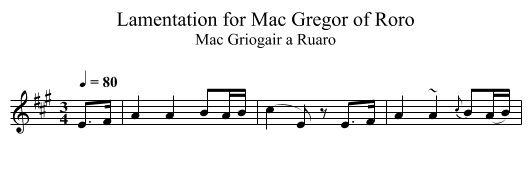 Lamentation for Mac Gregor of Roro - staff notation