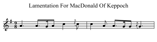 Lamentation For MacDonald Of Keppoch - staff notation