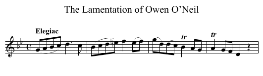 Lamentation of Owen O’Neil, The - staff notation
