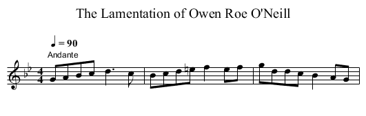 Lamentation of Owen Roe O'Neill, The - staff notation