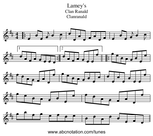 Lamey's - staff notation