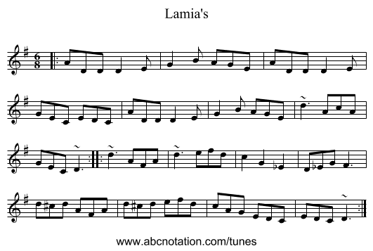 Lamia's - staff notation