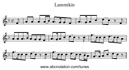 Lammikin - staff notation