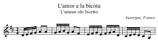 L'amor a la bic&ograve;ta - staff notation