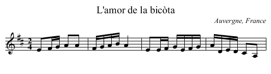 L'amor de la bic&ograve;ta - staff notation