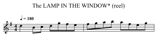 LAMP IN THE WINDOW* (reel), The - staff notation