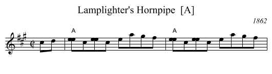 Lamplighter's Hornpipe  [A] - staff notation