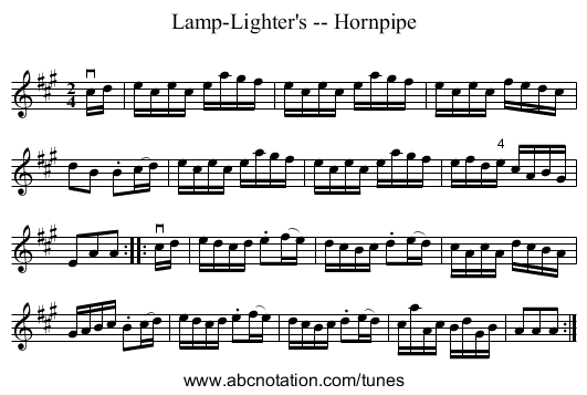 Lamp-Lighter's -- Hornpipe - staff notation