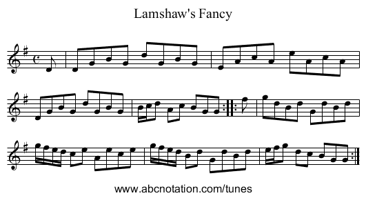 Lamshaw's Fancy - staff notation