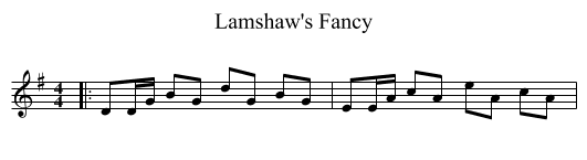 Lamshaw's Fancy - staff notation