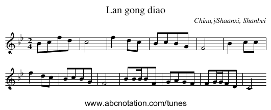 Lan gong diao - staff notation
