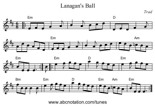 Lanagan's Ball - staff notation