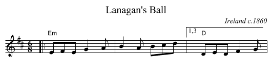 Lanagan's Ball - staff notation